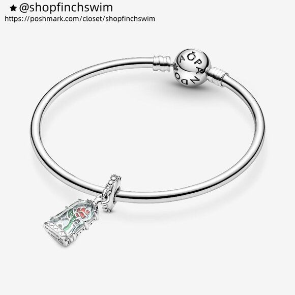 Pandora Disney Beauty and the Beast Enchanted Rose Dangle Charm - Picture 4 of 5
